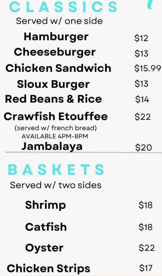 Southern Bayou Grill menu page 1