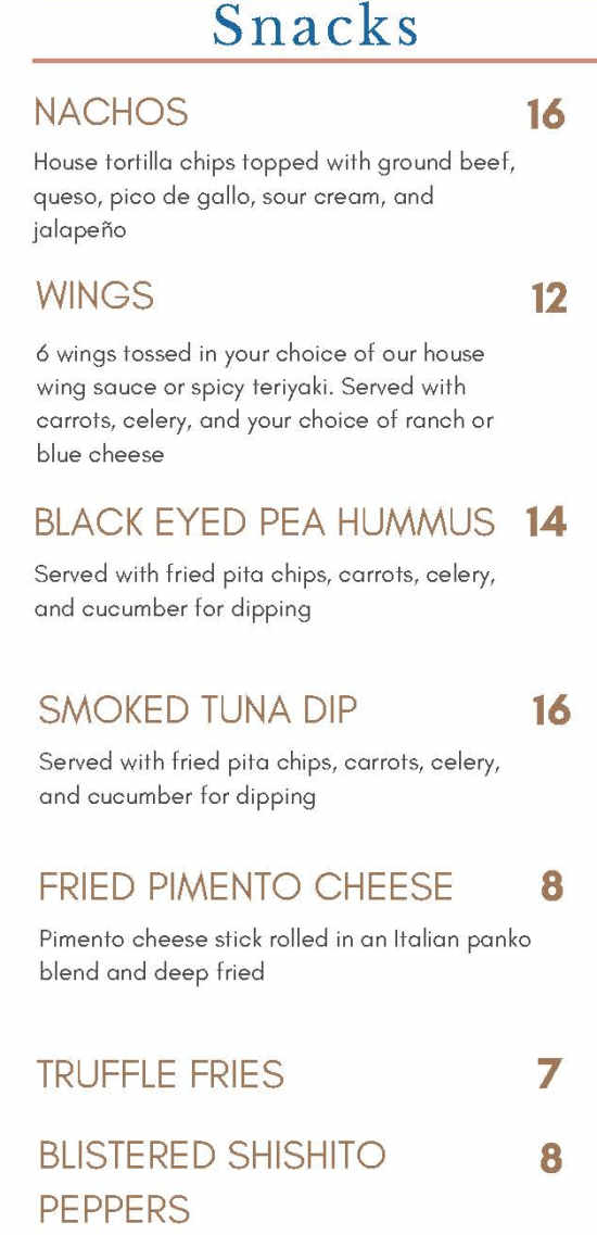 Oasis Beachside menu page 1