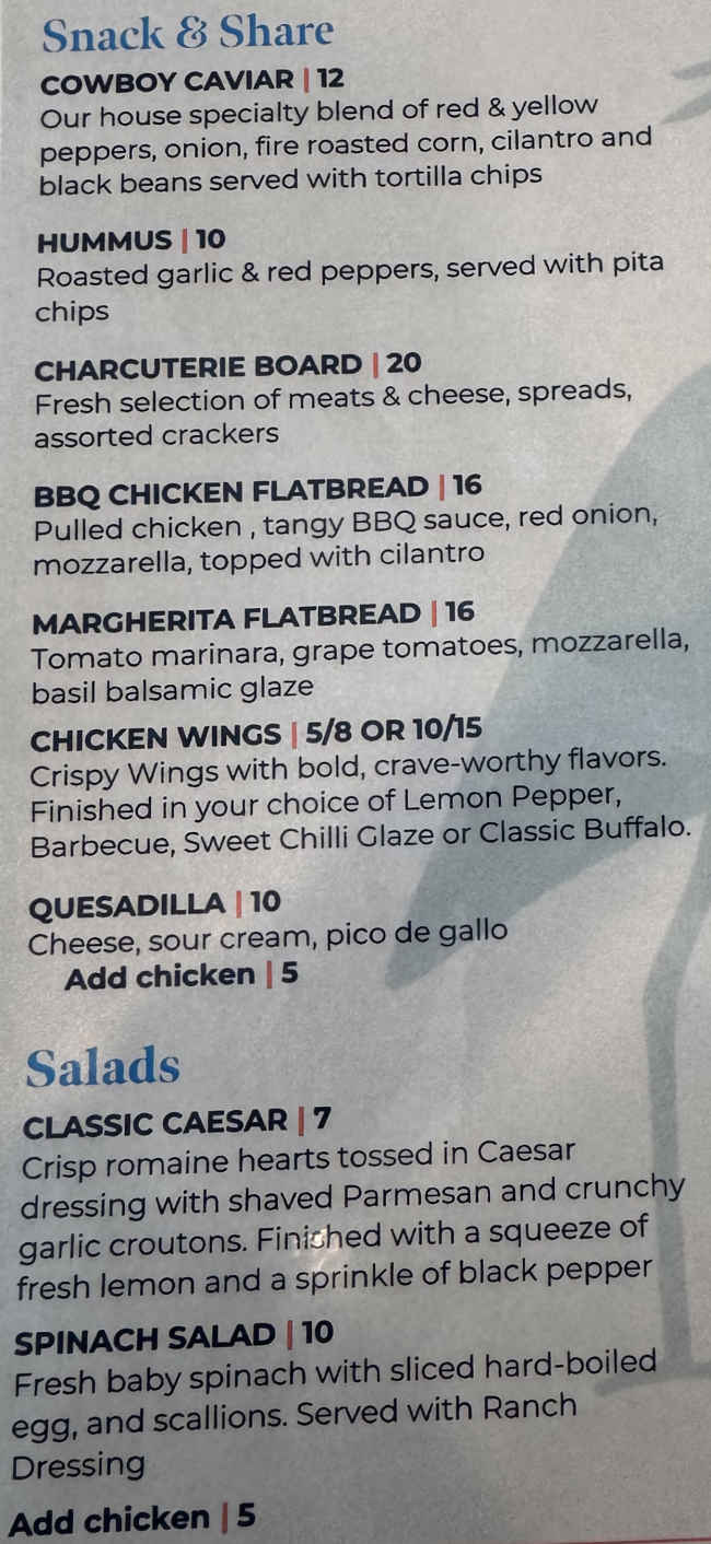 Salt & Sips menu page 1