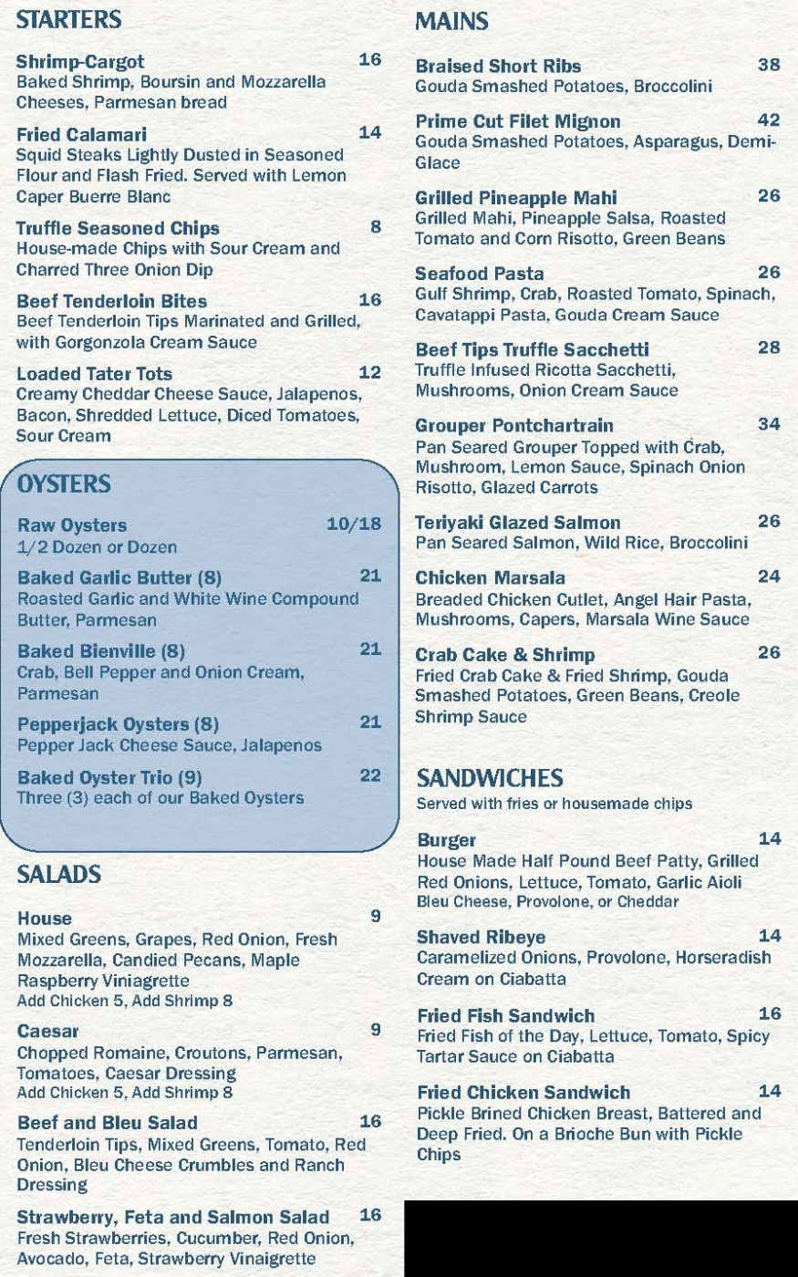 Mile Marker 158 menu page 1