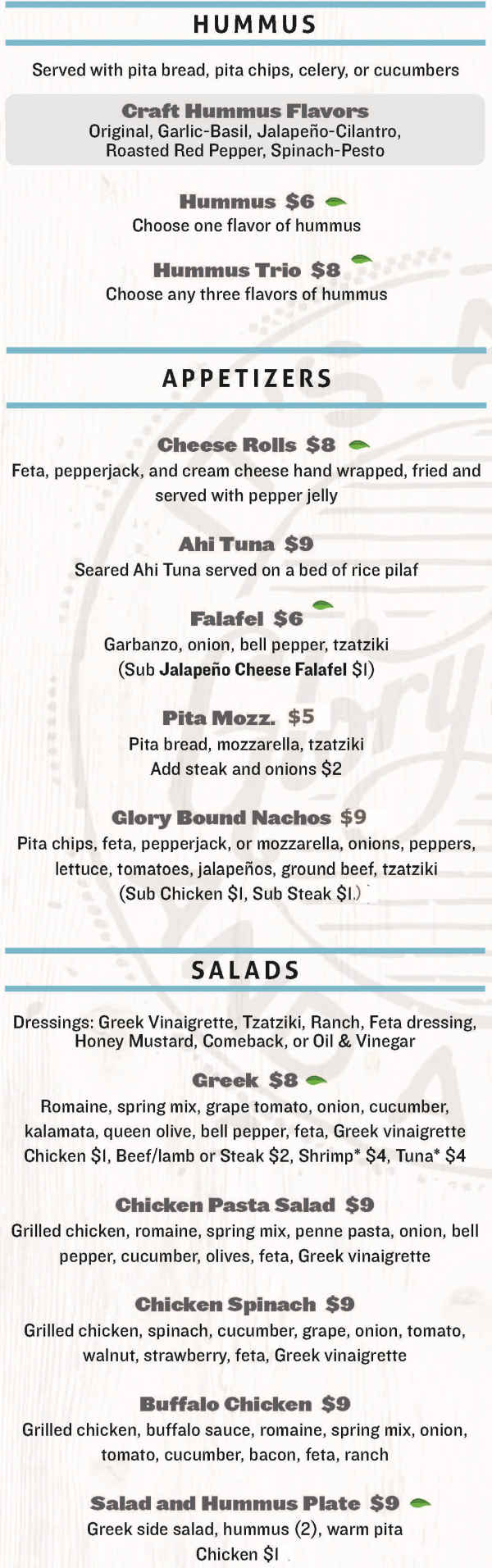 Glory Bound Gyro Co menu page 1