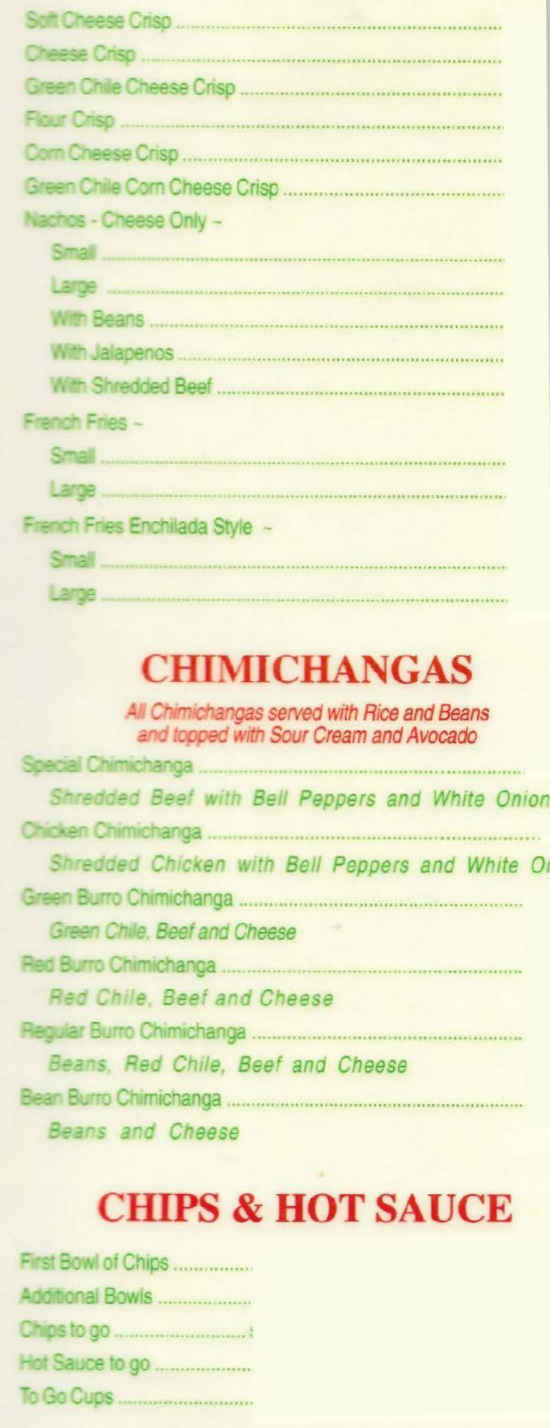 Guayo's On the Trail menu page 1