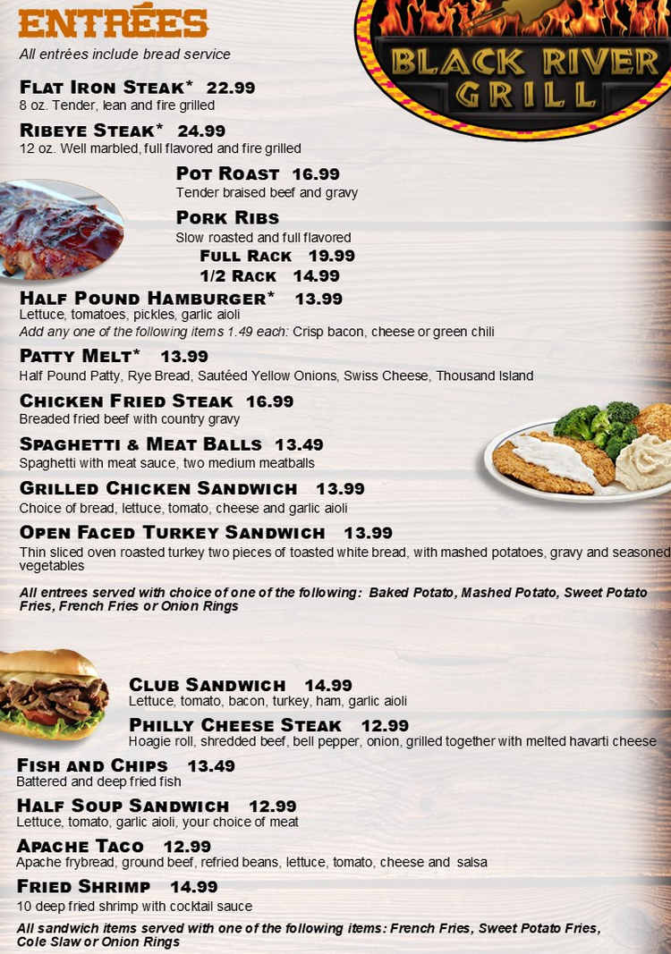 Black River Grill menu page 1