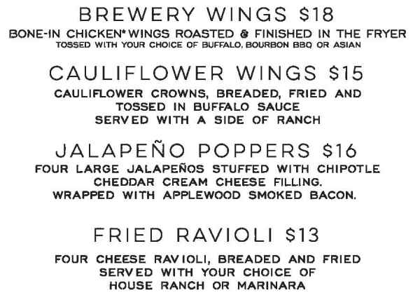The Grand Canyon Brewing menu page 1