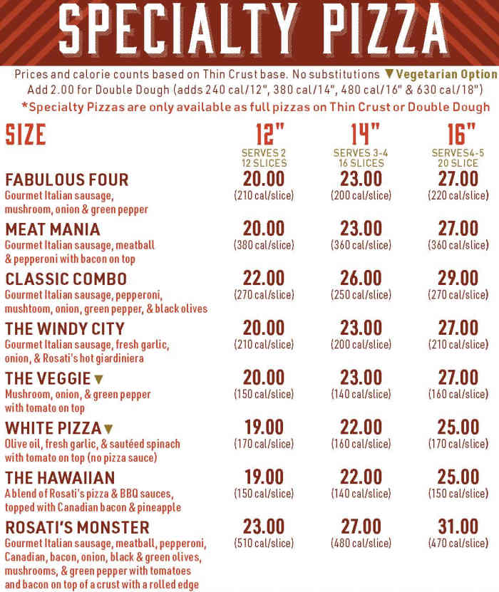 Rosati's Pizza Menu, Lake Havasu City, AZ