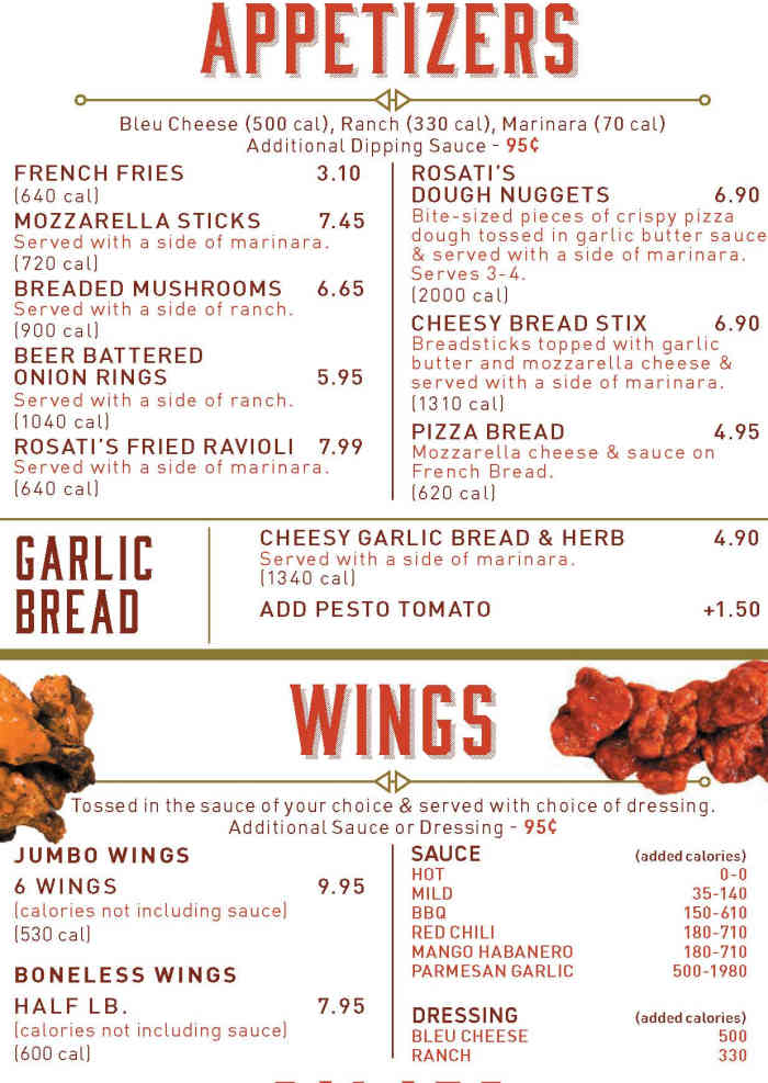 Rosati's Pizza Menu, Lake Havasu City, AZ