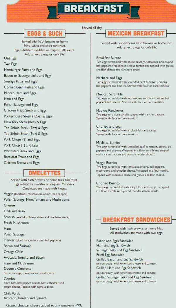 Alpine Country Coffee Shop menu page 1