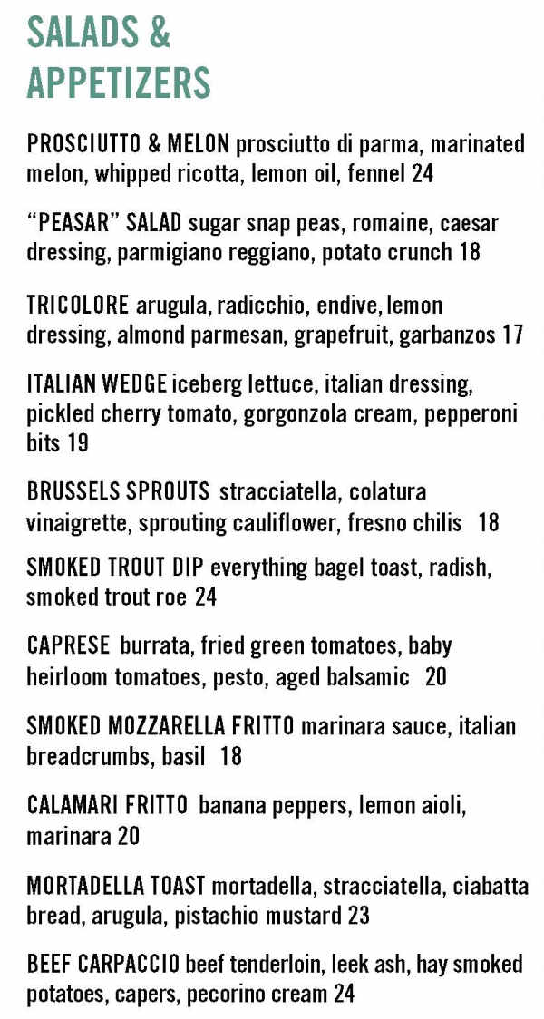 Vulcania menu page 1