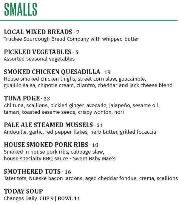 The Grille at The Chateau menu page 1