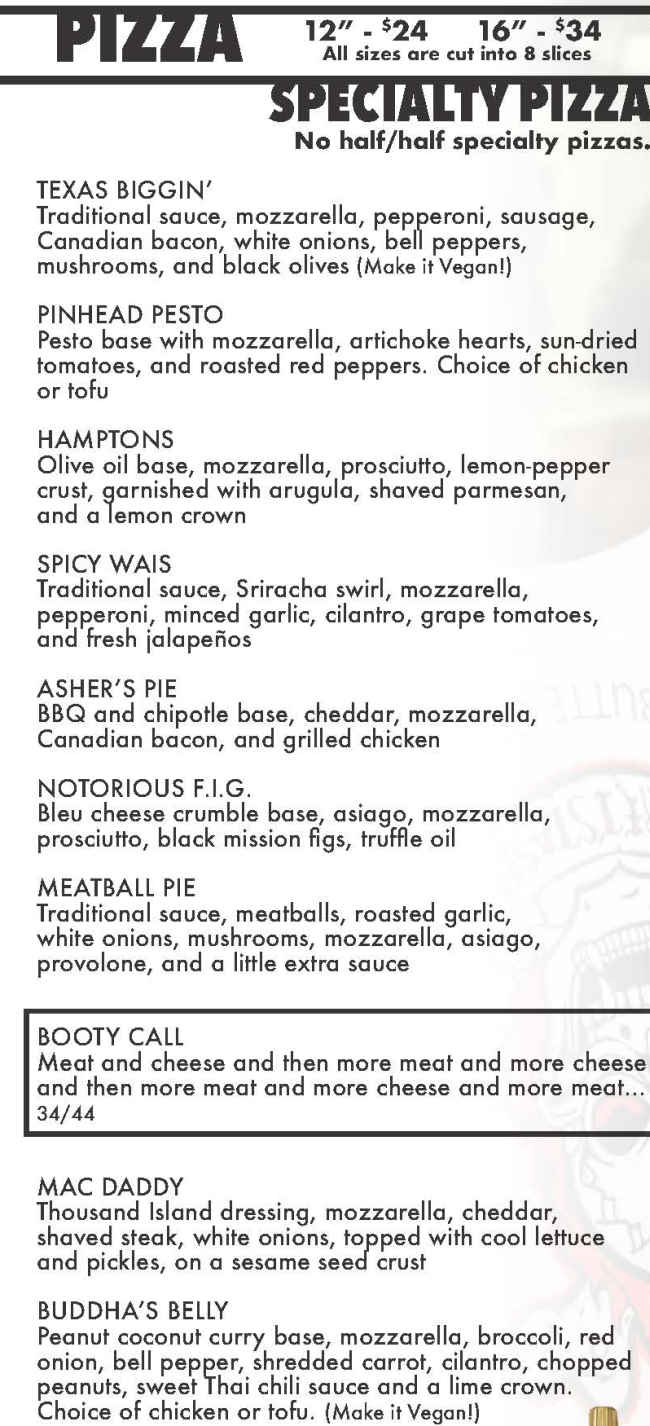 Secret Stash menu page 1