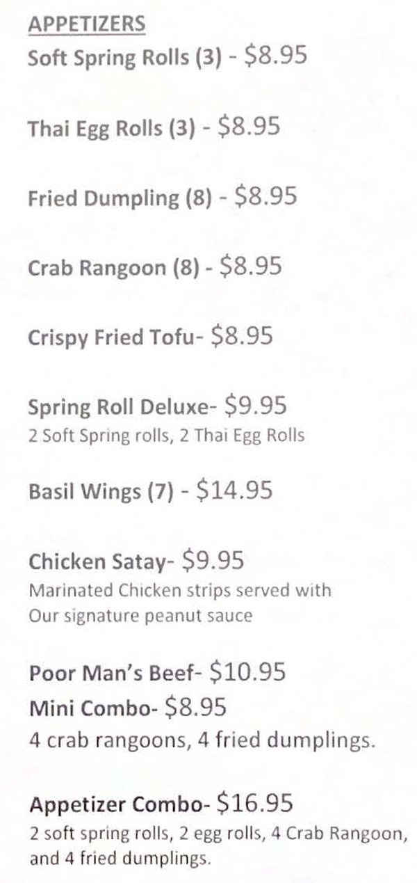 Thai Kitchen menu page 1
