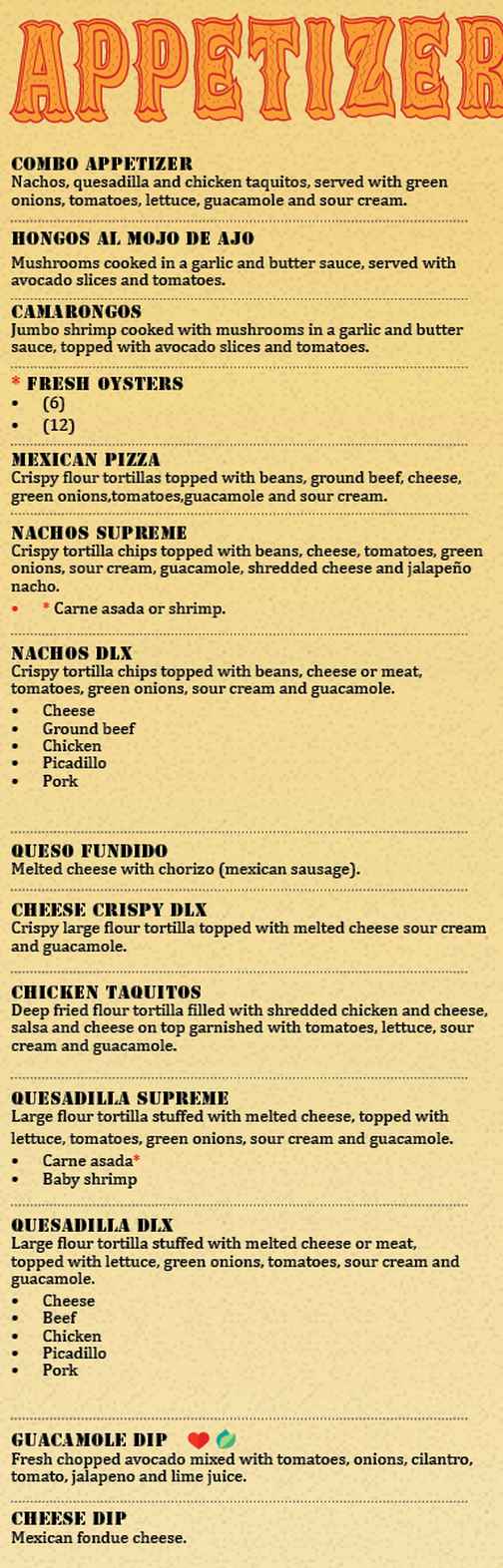 Tapatios menu page 1