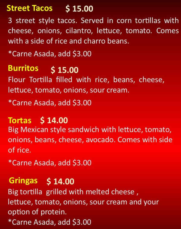 La Cocina menu page 1