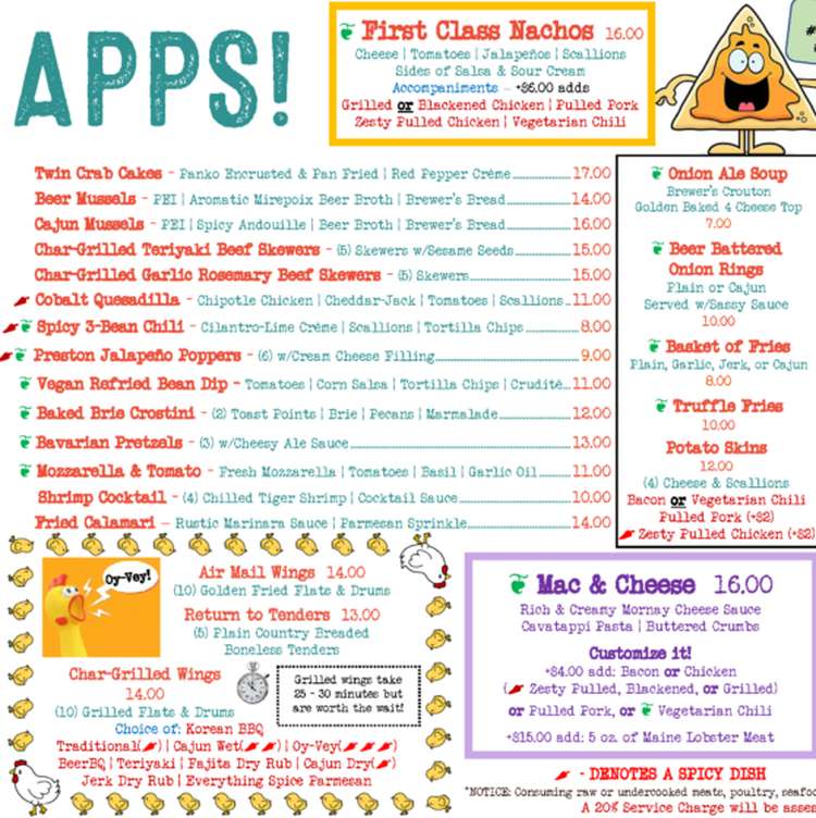 Willimantic Brewing Co menu page 1