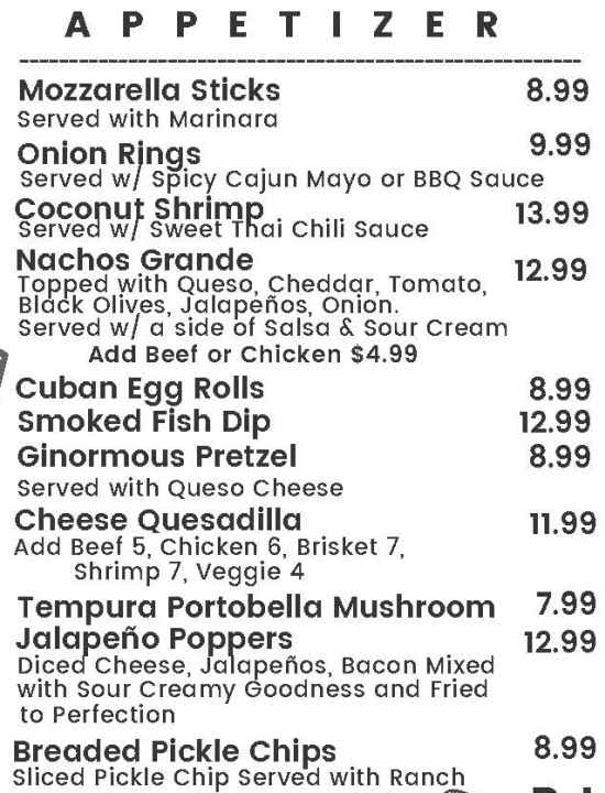 Looe Key Tiki Bar menu page 1