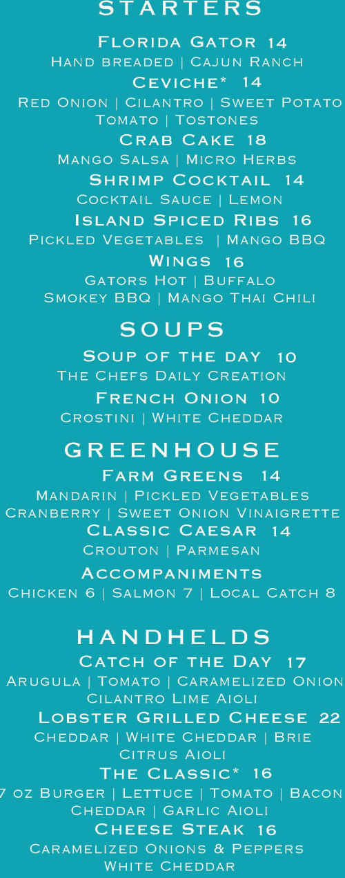 Gator's Portside menu page 1