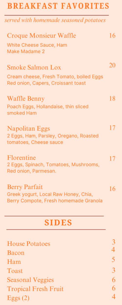 Casa Ligia's menu page 1