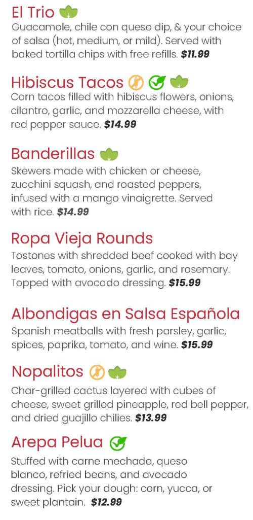 De La Vega menu page 1