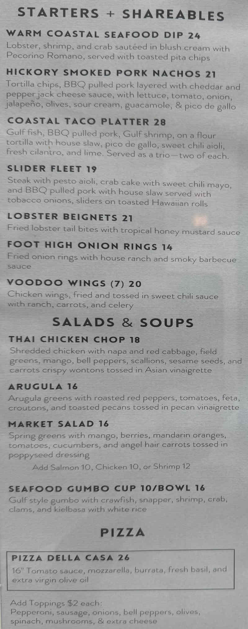 Calypso menu page 1