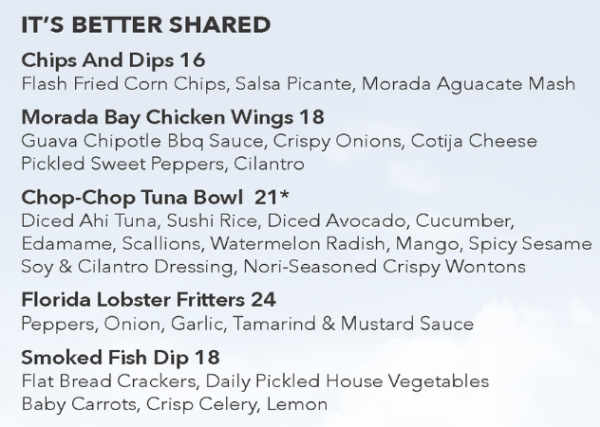 Beach Cafe menu page 1