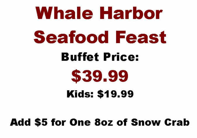 Whale Harbor Seafood Feast menu page 1