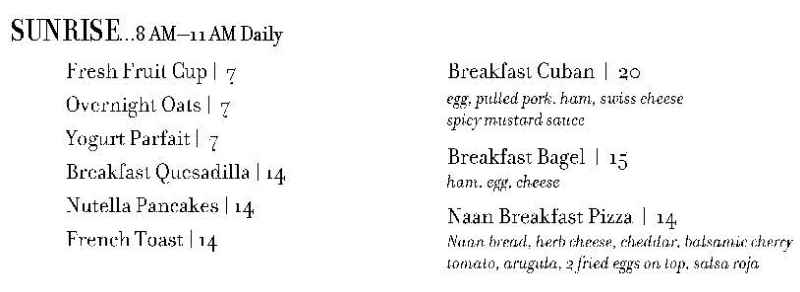 Dry Rocks at Bakers Cay menu page 1