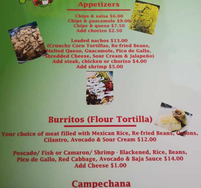 Tacos Jalisco menu page 1