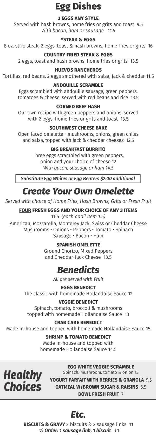 Hoot's menu page 1