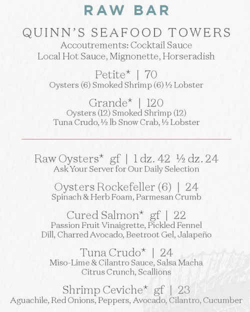 Quinn's menu page 1