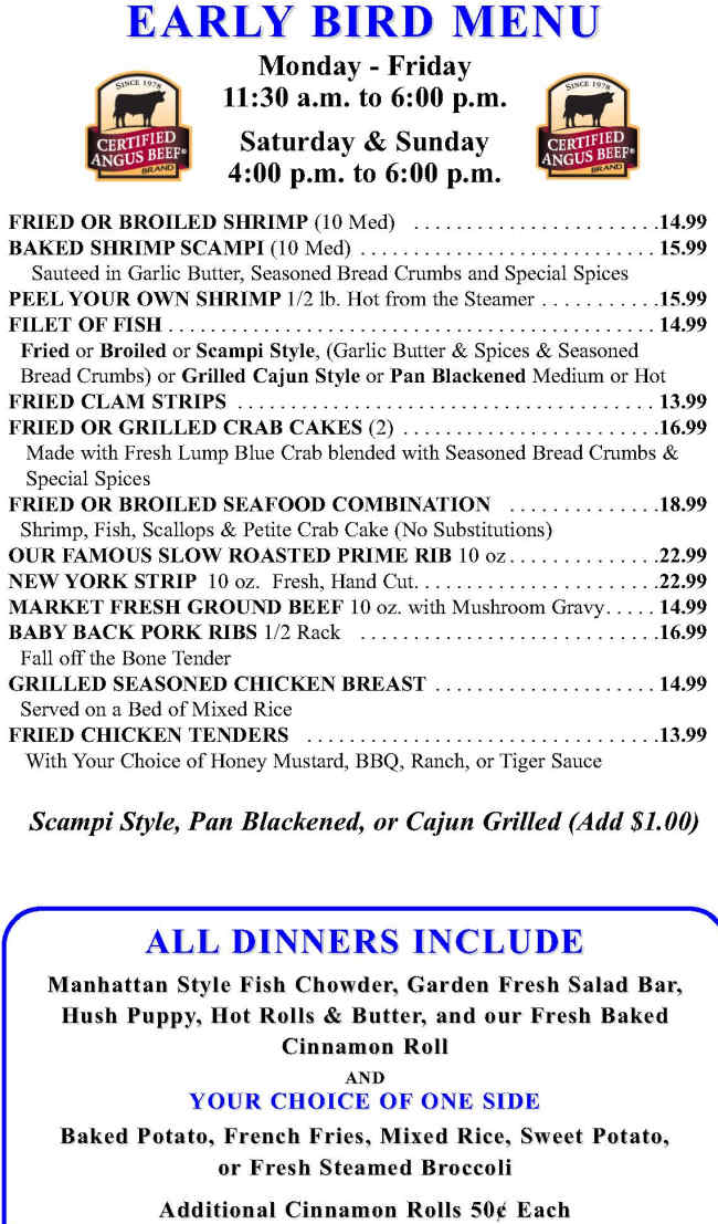 Blackbeard's Inn menu page 1