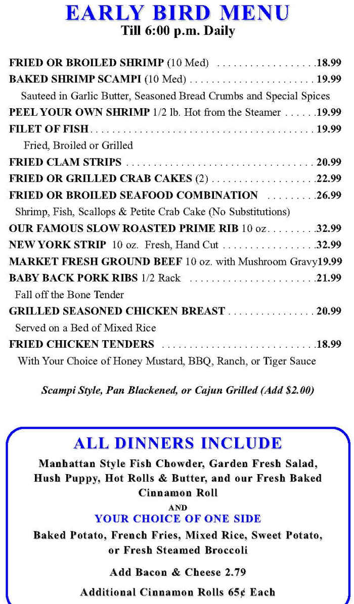 Blackbeard's Inn menu page 1