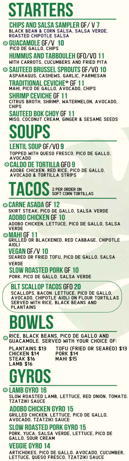 Cafe Verde menu page 1