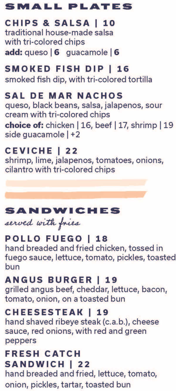 Sal de Mar menu page 1