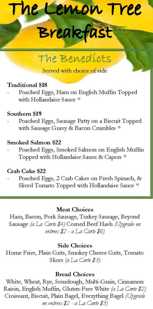 Lemon Tree menu page 1