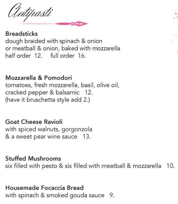DePalma's Italian menu page 1