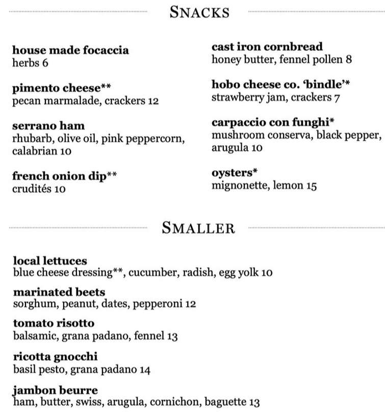 Five & Ten menu page 1