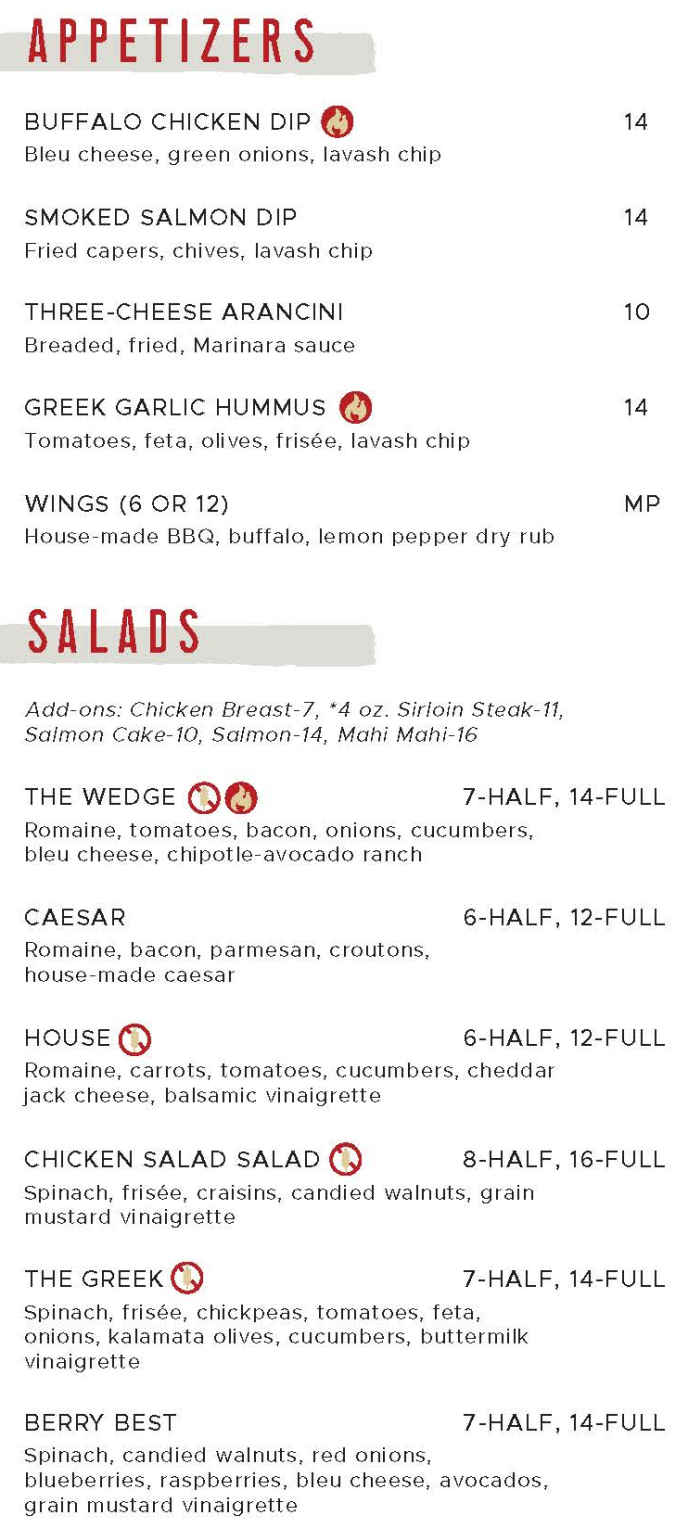 Chops & Hops menu page 1