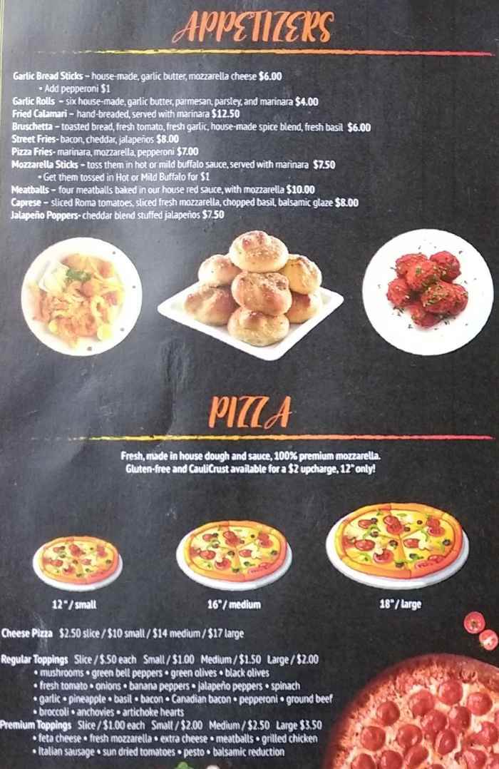 Doughby's Pizza & More menu page 1