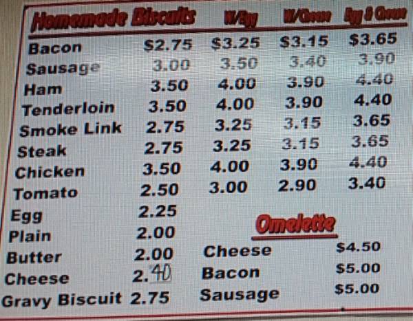 Angie's Place menu page 1