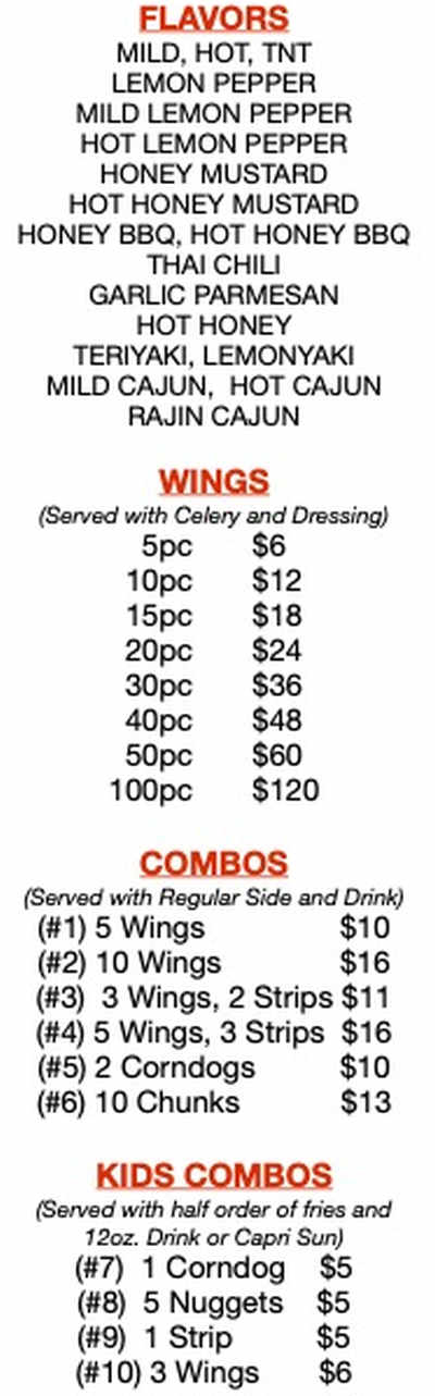 Blazer's-N-Hull menu page 1