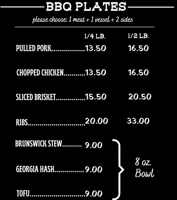 Saucehouse BBQ menu page 1