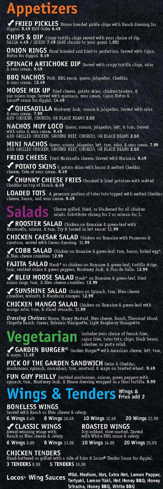 Locos Grill & Pub menu page 1