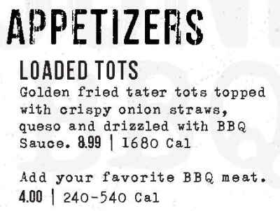 Sonny's BBQ menu page 1