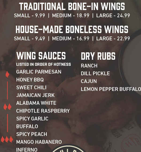 Boulder Tap House menu page 1