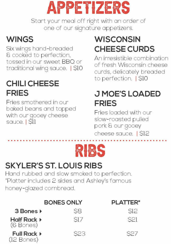 Cindy Lou's BBQ menu page 1