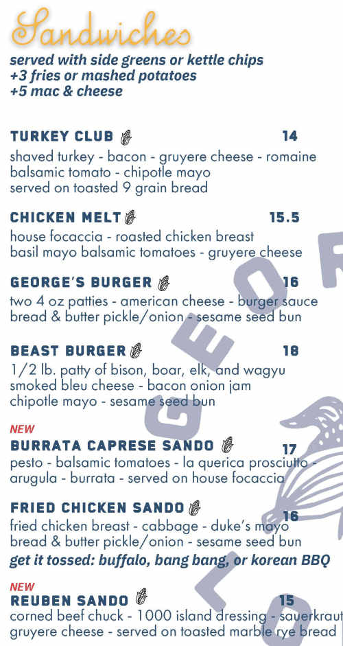 George's Local Menu, Cedar Falls, IA