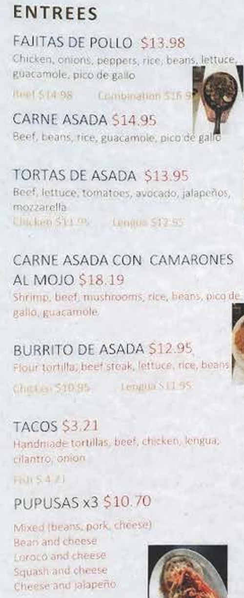 El Nino Y Pupuseria menu page 1