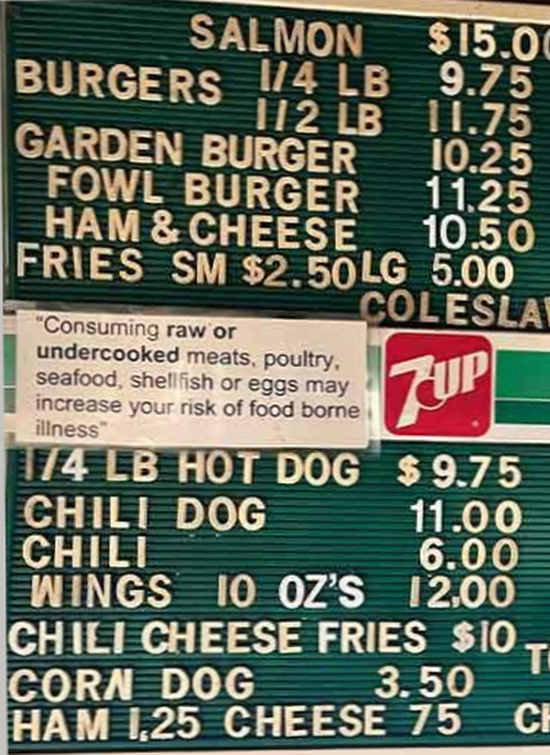 Grumpy's menu page 1