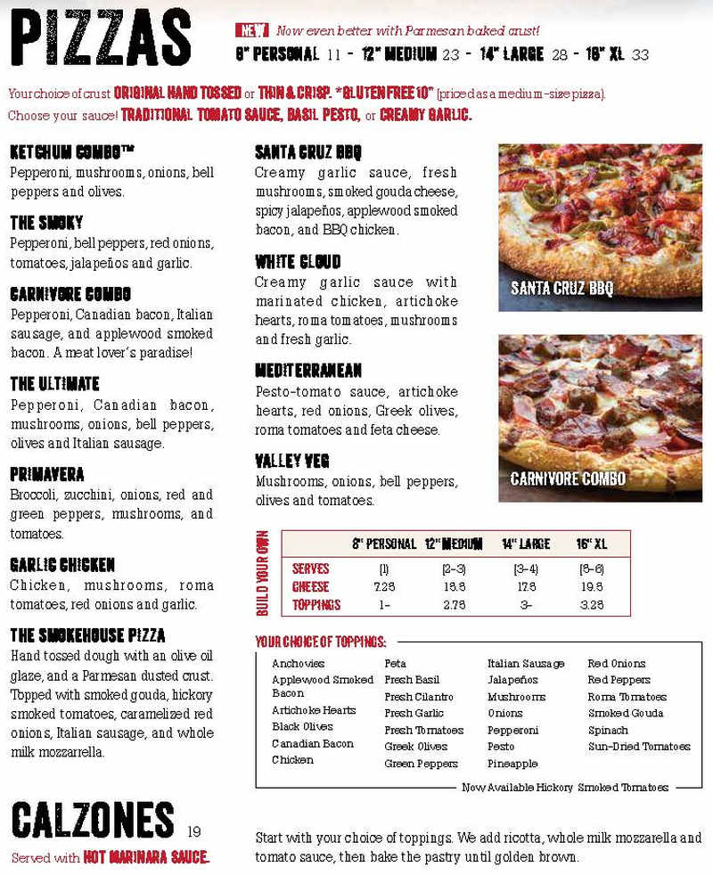 Smoky Mountain Pizzeria menu page 1