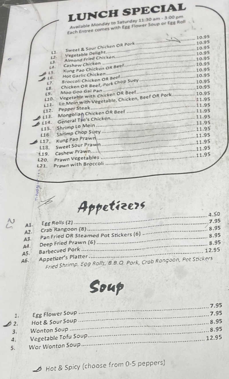 Chang Sing menu page 1